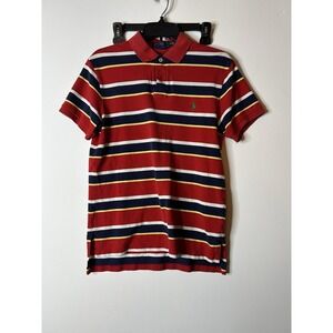 Vintage Polo By Ralph Lauren custom fit polo shirt, size M striped Y2K VTG 90S
